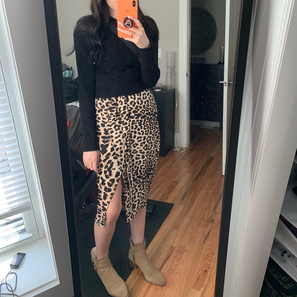 Leopard midi wrap skirt